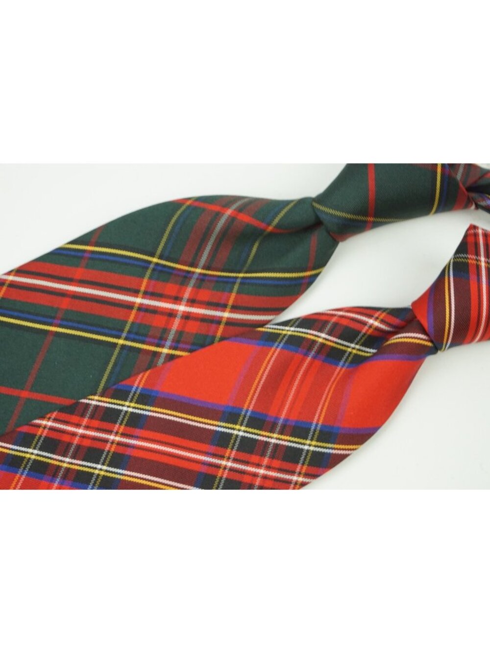 Paid of Two Tartan 100% Silk Ties MAde by Lord’s London Green Red Plaid